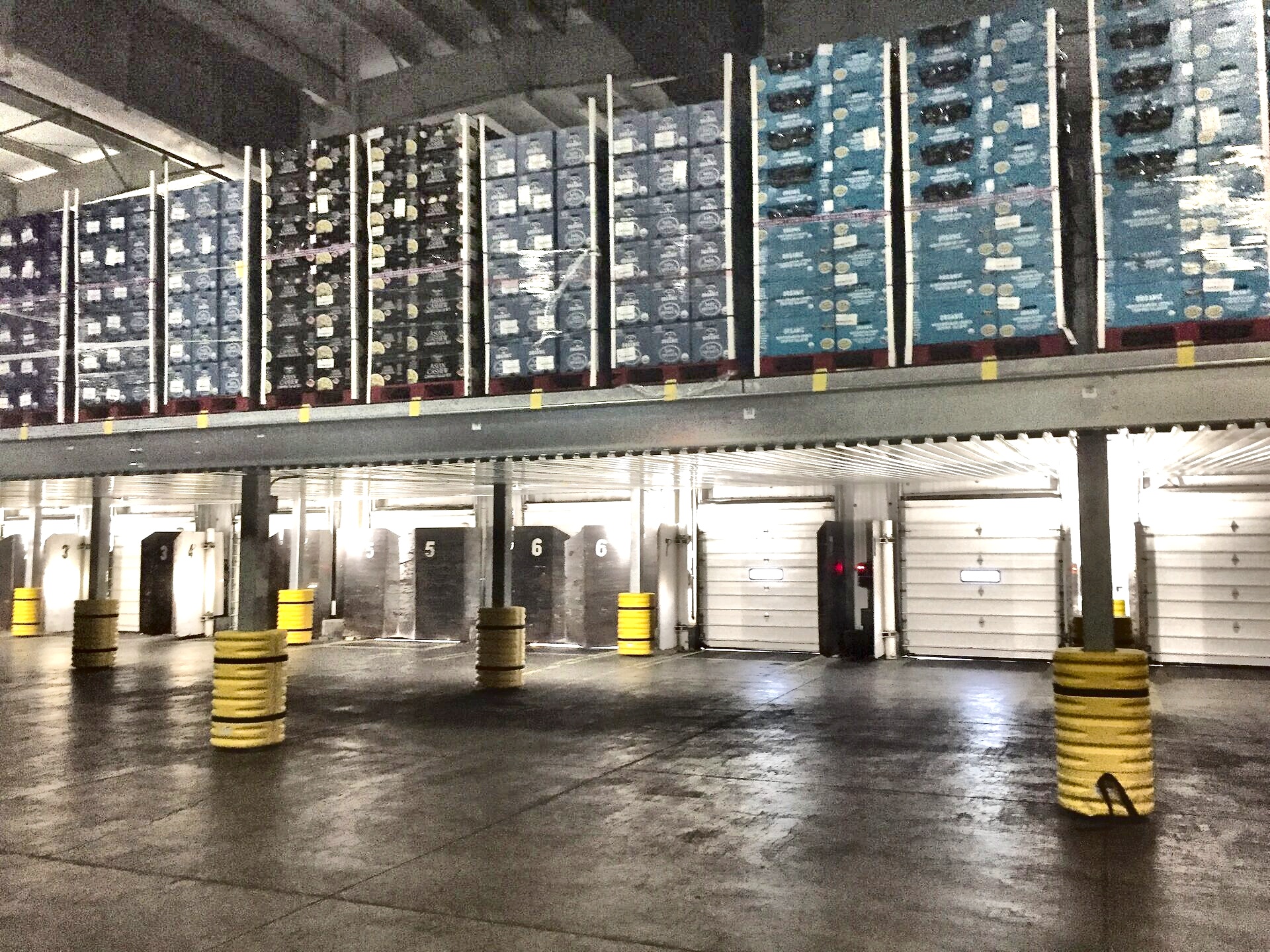 Elevated pallet storage over loading dock doors
